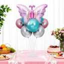 Butterfly Decorations Balloon Stand Kit 2 Sets, Birthday Party Decoration Pink Purple Butterfly Balloons Mylar Foil Balloons for Birthdays, Baby Shower, Anniversary, Wedding Party Supplies
