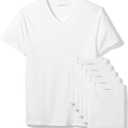 Amazon Essentials Men's V-Neck Undershirt, Breathable Cotton, Pack of 6