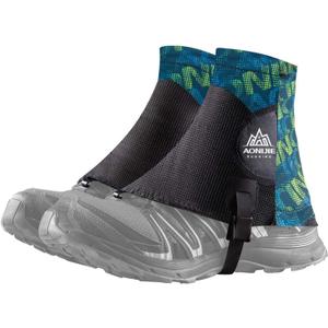AONIJIE Low Trail Gaiters Reflective Ankle Gators Protective Shoe Covers with UV Protection & Breathable & Sand Prevention for Triathlon Marathon Hiking (Black Green)