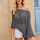WeciBor Women's Sheer Poncho Tops Lightweight Shrug Pullover Knit Bolero Sweater Cover Up Beachwear for Beach Clothing