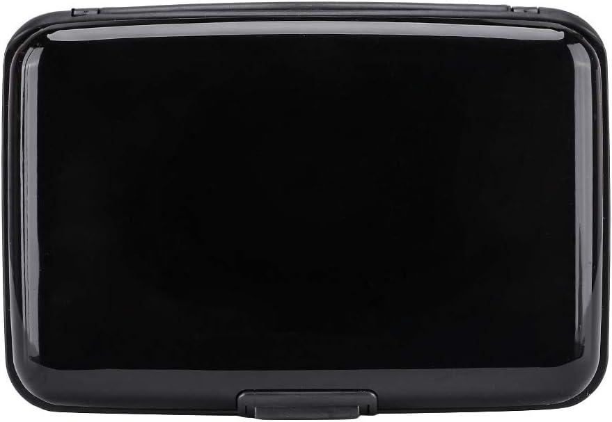 ELFISH RFID Blocking Credit Card Protector Aluminum ID Case Hard Shell Business Card Holders Metal Wallet for Men or Women (Black)