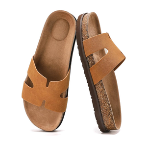 Women's Cork Footbed Slides with Arch Support,Comfortable Summer Beach Vacation Sandals for Women,Memory Foam Outdoor Flat Sandals 11