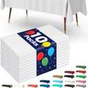 Pureegg Plastic Table Cloth Disposable 10 Pack, 52 x 70 Inch Table Cloths, Dining, Party, Buffet, Wedding, Decorative Tablecloths, Rectangle, White Plastic Cover, Waterproof & Sturdy, White