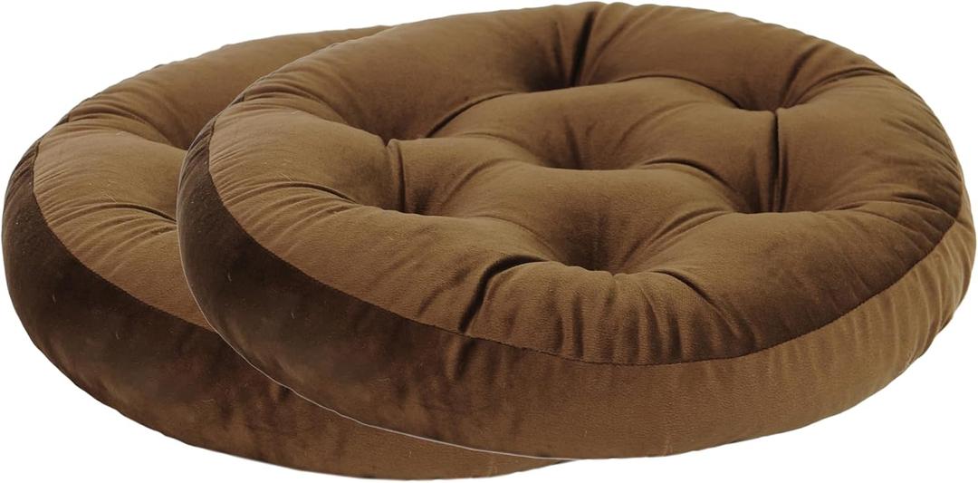 2-Pack Outdoor/Indoor Wicker Patio Seat Cushion Pad, Water Repellent, 18.5-Inch, Dining Chair Cushion, Set of 2 (Coffee Brown)
