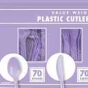 Lavender Plastic Heavy Weight Assorted Cutlery (200 Count) - Premium Disposable Plastic and Sturdy Cutlery, Perfect for Home Use and All Kinds of Occasions