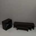 Black Floating Shelves, Set of 3 Solid Wood Wall Mounted Shelves