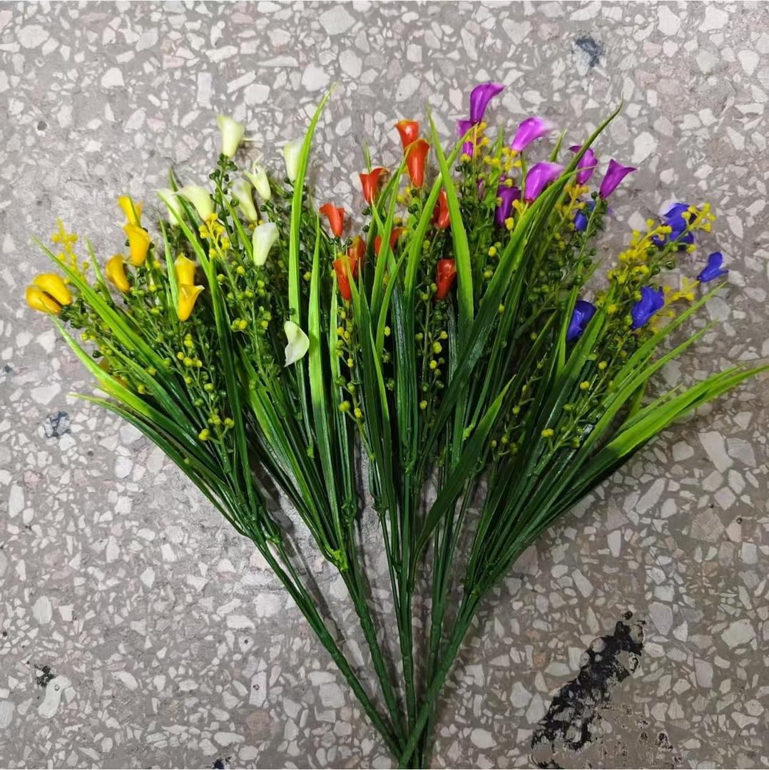 8 Bundles Artificial Flowers for Outdoors Fake Wildflowers Daisies UV Resistant Faux Flowers for Home Window Box Garden Planter Indoor Outside Decorations