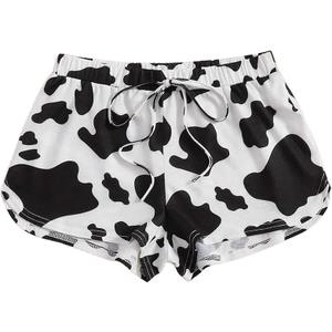 Avanova Women's Cow Print Shorts Elastic Waist Casual Yoga Workout Running Active Shorts Cow, XL