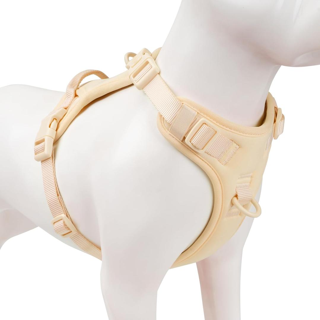 No Pull Dog Harness, Puppy Vest with Front Clip for Small Medium Large Sized Dog(Light Yellow,S) (S(Neck:15.7-22.0", Chest:17.3-24.8"))