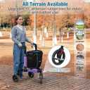 3 Wheel Walkers for Seniors, Foldable Rollator Walker with Tray & Large Storage Bag, 10" Big Wheel for All Terrain, 350 lb Weight Capacity, Purple