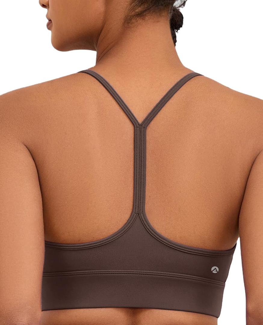 Womens Y-Back Sports Bra, Weightless Padded Yoga Bra, Spaghetti Strap Low Impact Gym Top for Workout & Daily Wear (XL)