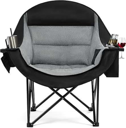 apollo walker Extra Wide Oversized Camping Chair - Heavy Duty Padded Folding Chair with Cooling Bag, Cup Holder & Carry Bag