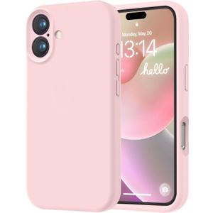 LOVE 3000 Designed for iPhone 16 Case, Premium Silicone with [Soft Anti-Scratch Microfiber Lining] Shockproof Protective Phone Case for Men Women Girls 6.1", Chalk Pink