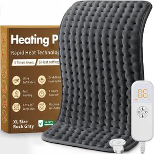 Christmas Gifts Heating Pad for Back, Neck, Shoulder Pain & Cramps Relief, Electric Heating Pad with 6 Heat Settings, Auto-Off, Moist Dry Heat Options, Gifts for Women, Men, Mom, Dad, Wife, Husband 17"× 33"