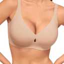 LUCKMEEY Bras for Women No Underwire Wireless Bras - Seamless Push Up Full Coverage Bralettes Comfortable Everyday Bra (Beige) Medium