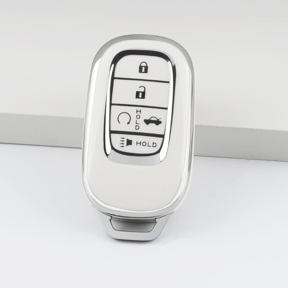 1797 Key Fob Cover for Honda Civic 2022 2023 CR-V HR-V Accessories Car Remote Case Shell Protector Women Men 5 Button White Silver TPU