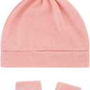 3-Pack Newborn Hats Mittens Sets Baby Boys Preemie Hat Hospital Caps for Baby Girls 0-6 Months (Pink)