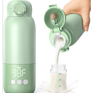 Portable Bottle Warmer for Travel 12oz– 80W Fast Heating, 316 Stainless Steel, 11400mAh Rechargeable Precise Temp Control & LED Display Safety Lock Cordless Travel Warmer for Baby Breastmilk & Formula