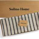 Solino Home Table Runner 120 Inches Long - Cabana Stripe, 100% Pure Linen Natural and White Table Runner 14 x 120 Inch for Dining, Spring, Summer