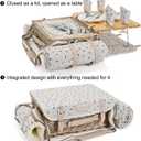 Multifunctional Wicker Picnic Basket Set for 4 with Blanket and Picnic Table, Insulated Picnic Set with Full Tablewares for Camping Outdoor Couples,Cherry