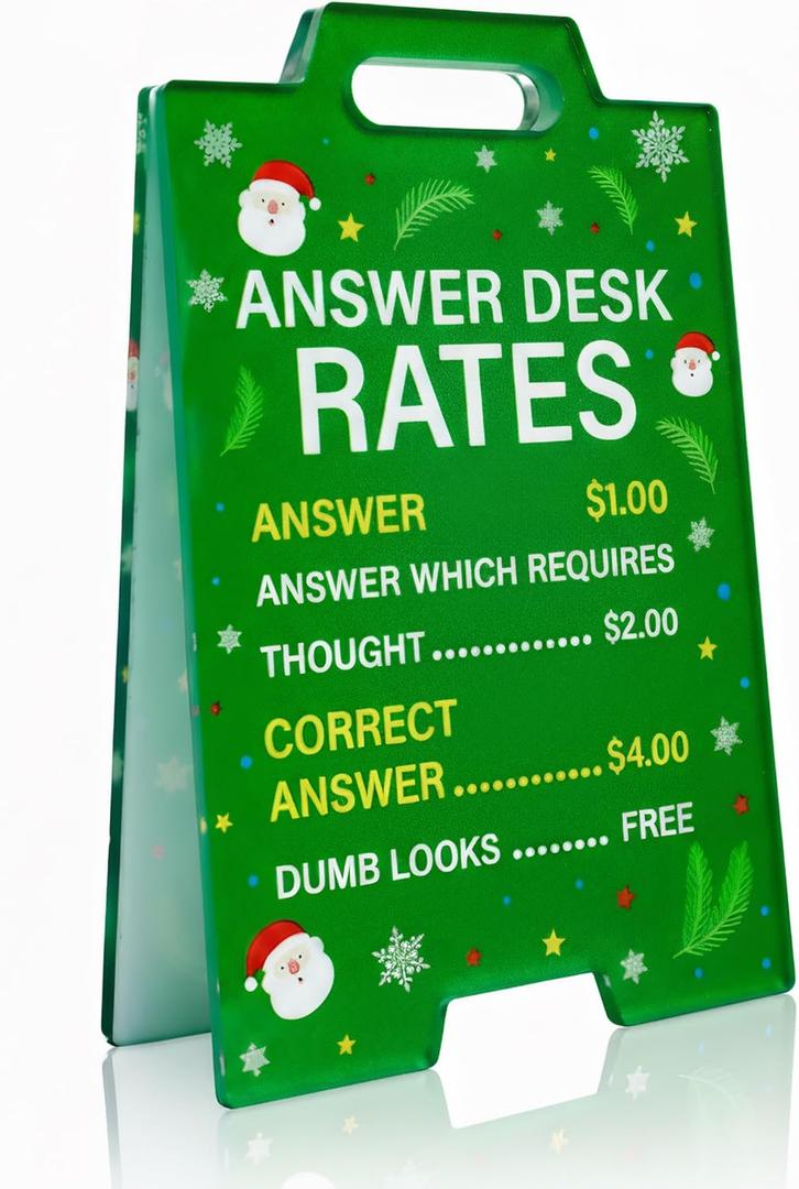 2 x Funny Answer Desk Rates Sign, Green Acrylic Desks Decor, Office Desk Signs Decor, Funny Gag Gifts for Coworker Teammate Employee Boss Manager Supervisor, Boss Day Gifts Decorations
