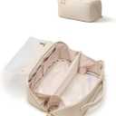 EACHY Travel Makeup Bag, Large Capacity Cosmetic Bag for Women, Waterproof PU Leather, Flat Open Portable Toiletry Bag for Skincare, Brushes & Travel Essentials (Medium)