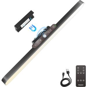Rechargeable Motion Sensor Light Bar, 2000mAh Dimmable Under Cabinet Lighting Wireless with Digital Battery Display, 130 Rotatable Magnetic Closet Lights, Remote Control Stick on Lights Dorm