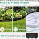 2025 New 21ft. Metal Landscape Edging with Lights 15 Pack - 16.5"x8" Galvanized Steel Garden Border with Rolled Top & Curved Serrations - Flexible Bendable Rustproof Edging for Lawn Flower Bed Yard
