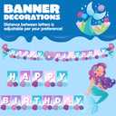 JOYIN 145 Pcs Mermaid Birthday Party Supplies with Banner, 24 Serves Tableware Set with Plates, Cups, Napkins, and Cutlery Sets for Valentines Anniversary Mermaid Themes Party Kids 6 7 8 Years