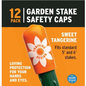 Garden Stake Safety Caps | Vinyl Covers for Sharp Stake Tips | Fits 7/16 Plant Support Stakes | Durable Gardening Caps for Plant Protection (12 Pack - Sweet Tangerine Orange)