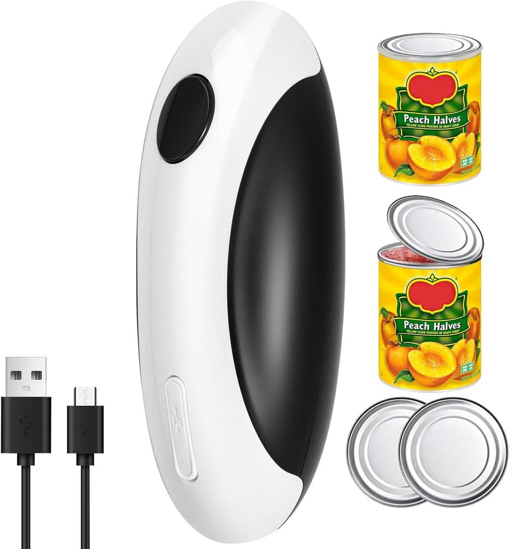 Electric Can Opener, Can Opener Electric Fits All Can Sizes, One Touch USB Rechargeable Automatic Can Opener for Kitchen and Seniors with Arthritis, Chef, Portable Kitchen Gadgets