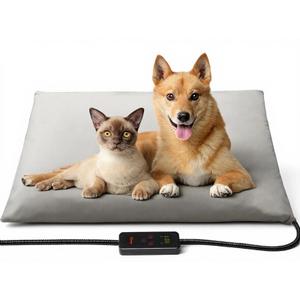 Toozey Large Heated Pet Mat 35x24 in  Waterproof, Chew Resistant, 6 Temp Settings with Timer, Indoor Use for Dogs and Cats