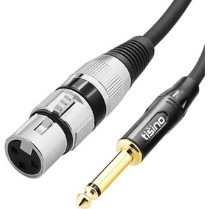 Tisino Female XLR to 1/4 (6.35mm) TS Mono Jack Unbalanced Microphone Cable Mic Cord for Dynamic Microphone - 6.6 FT/2 Meters