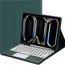 NUWONAYA Touchpad Keyboard Case for for Amazon Fire HD 10/10 Plus 10.1 inch 2021/2023(11/13th Generation) with Pen Holder, Round Keys Detachable Trackpad Keyboard , Teal