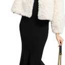 GRAN ORIENTE Women Burgundy Shaggy Cropped Jacket Coats,2025 Winter Fluffy Faux Fur Warm Long Sleeve Outerwear