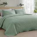 Bedsure Quilts Queen Size - Lightweight Bedspreads Queen Size with Basket Weave Pattern, Soft Quilt Bedding Set, Sage Green Comforter Set Coverlet for All Seasons with 2 Pillow Shams (90" x 96")