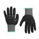 Amazon Basics Impact Protection Work Gloves - Cut Level A2, ANSI Level 4 Abrasion, Touchscreen Compatible, 15G Sandy Nitrile Palm, Large, 100 Pack, Black with Green Edge (Black, L)