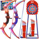 Toys for Boys Age 3-12, 2 Pcs Shooting Set with Red & Blue LED Lights, Standing Target & 2 Quiver, Indoor & Outdoor Kid Toys Gifts for 3 4 5 6 7 8 9 10 11 12 Year Old Boys Girls