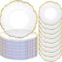 20pcs Clear and Gold Charger Plates Bulk 13inch Plastic Chargers for Dinner Plate Disposable Charger Plates Table Chargers for Wedding,Afternoon Tea,Spring,Mother's Day,Valentine's Day,Easter,Business