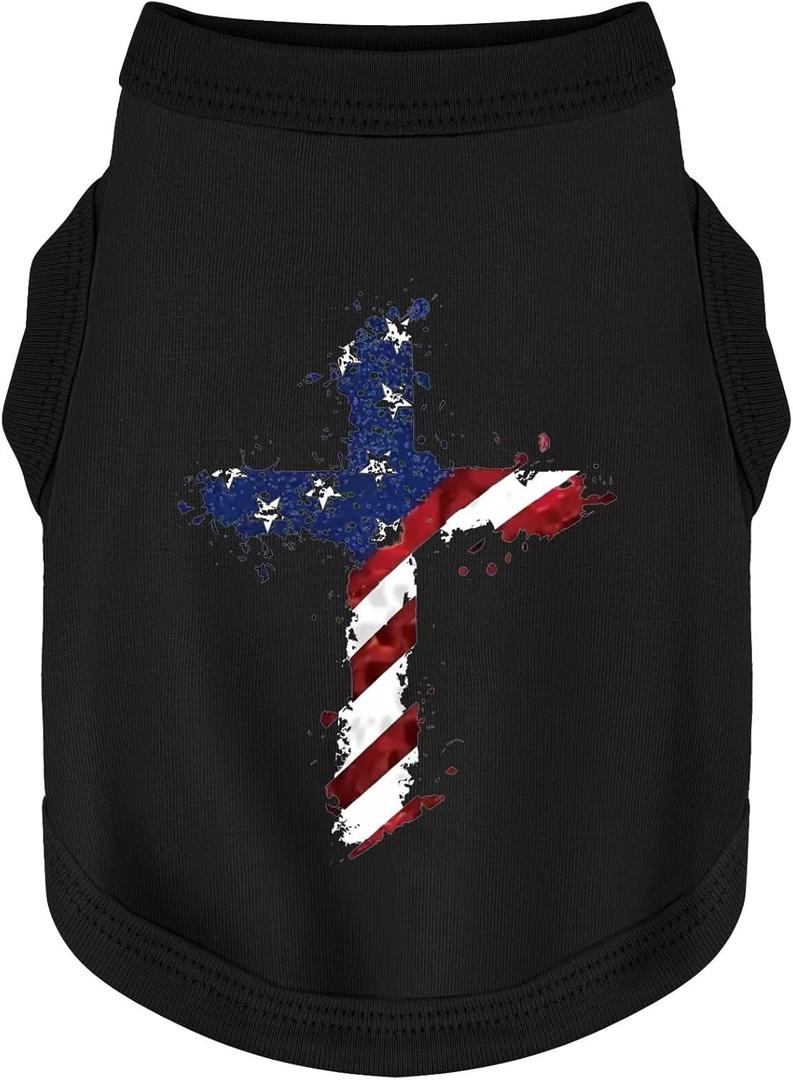 Discover Cozy Cotton Canine Wear: Soft, Lightweight, and Breathable Dog Shirt Vest with Eye-Catching Graphics(Security), Keeping Your Furry Friend Warm and Comfy! Fist Flag XL