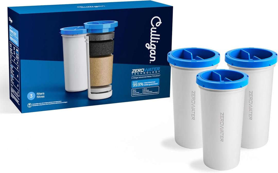 Culligan with ZeroWater Technology Replacement Filter 3-Pack, 5-Stage Advanced Water Filter  IAPMO Certified to Reduce Lead, Total PFAS (Forever Chemicals), Mercury, Fluoride, and Chlorine