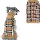 PUPTECK Dog Sweaters for Small Dogs - Fall Classic Plaid Style Puppy Holiday Winter Coat Clothes Warm (S - Chest 16", Back 12", Cream)