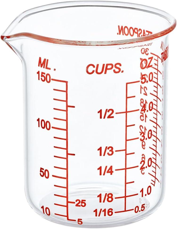 High Borosilicate Glass Measuring Cup-V-Shaped SpoutGlass Measuring Beaker for Kitchen or Restaurant, Easy to Read, 150 ML (5 Oz)-Single