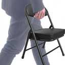 Mini Folding Chair, Garage Stool, Portable Camping Chair with Padded Seat, Lightweight and Compact Lawn Chair, for Patio, Garage, Camping, Fishing, Hiking, Hunting, Picnic, Beach, Black