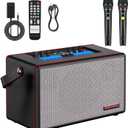 Karaoke Machine with Two Wireless Microphones, Portable Bluetooth Speaker for Home, Party (K1)