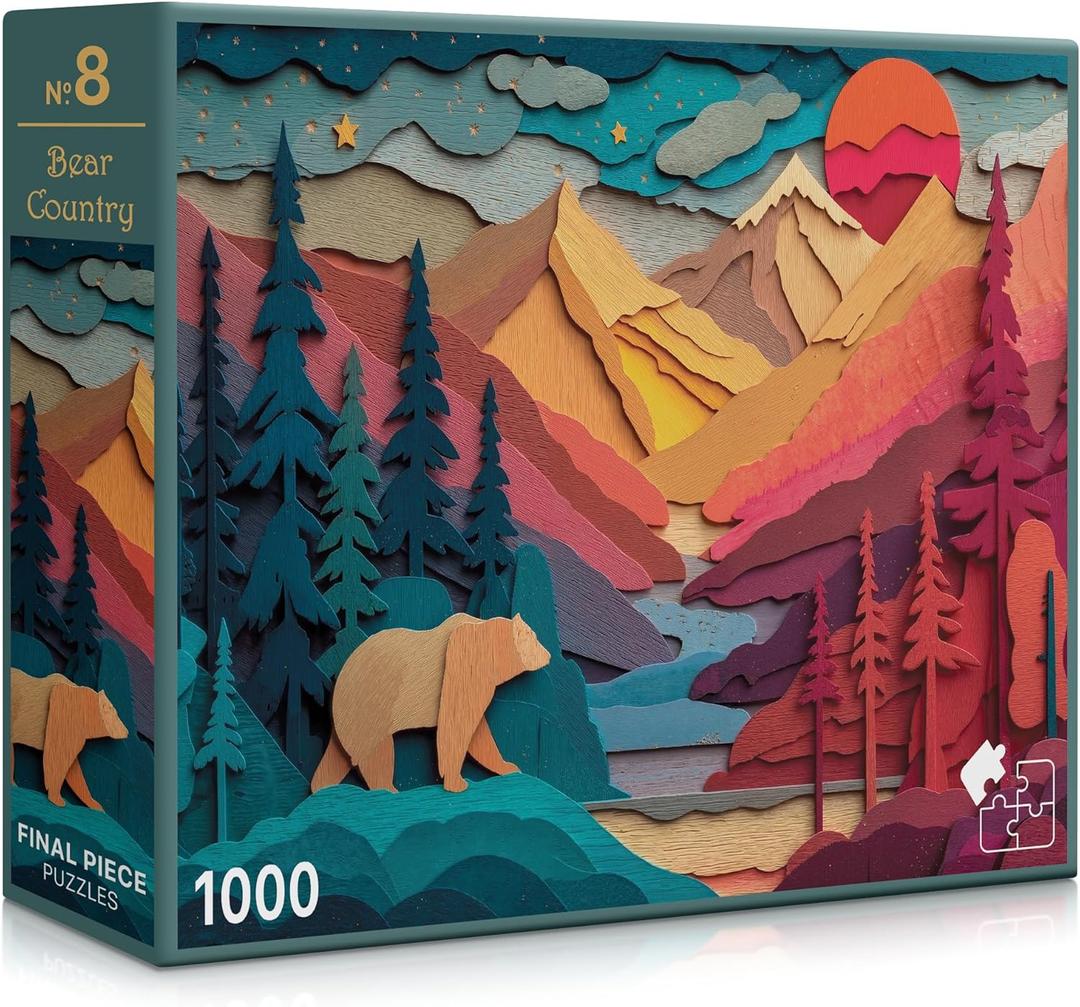 Bear Country (#8)  1000 Piece Jigsaw Puzzle for Adults | Premium European Blue Board | Satin Low-Glare Finish | Ribbon Cut | Bonus Poster | Display-Worthy Box | Printed in USA | Final Piece Puzzles
