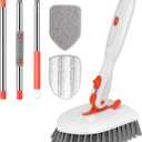 SetSail Floor Scrub Brush, 3-In-1 Tile Tub Floor Scrubber with 52-inch Adjustable Long Handle Shower Cleaner Brush and 3 Detachable Replacement Brush Heads for Cleaning Bathroom Kitchen Walls Tub Tile (Orange)