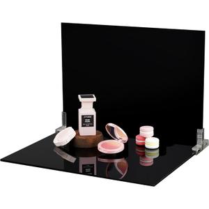 Meking Product Photography Backdrops, Black Double Sided Matte and Reflective Background for Food,Makeup, Jewelry and Other Small Product,2PCS 15.7x11.8in Photo Backdrop Boards with 2PCS Bracket