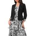 Allegra K Women's Suits 1 Piece Dress Set V Neck Floral Print Sleeveless Dress X-Large Black White