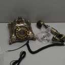 Vintage Rotary Dial Telephone  Bronze Resin Corded Landline with Functional Dial & Noise-Canceling Audio, Old-Fashioned Desk Phone for Home Office, Cafe, Bar & Hotel Dcor